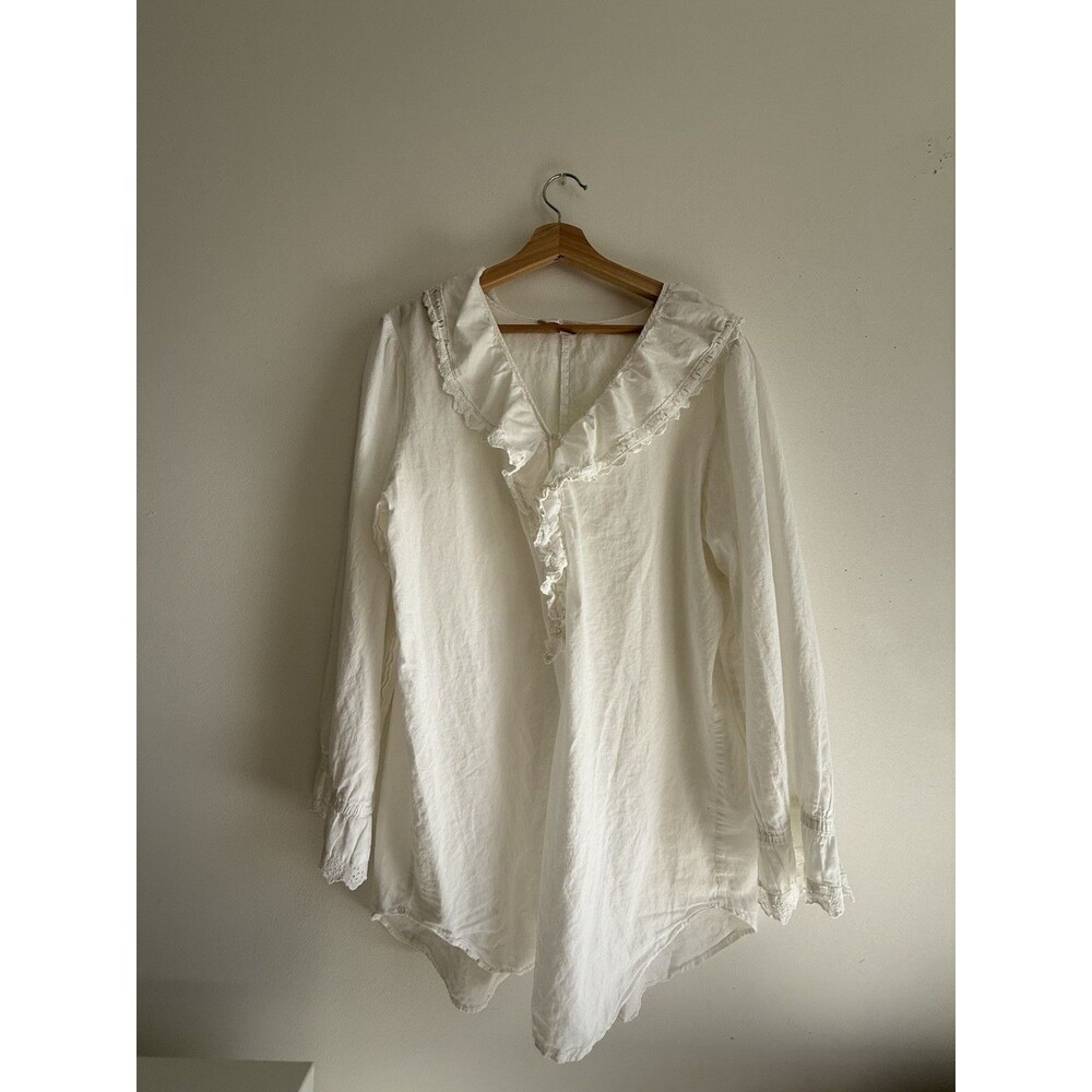 ✿ Victoria’s Secret White Cotton Boho Long Sleeve Peasant Dress Cottagecore